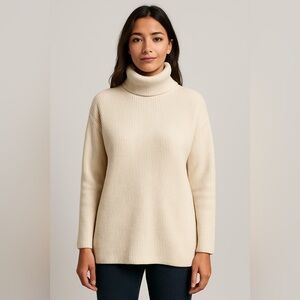 🤍 Jeanne Pierre Ribbed‎ Turtleneck Sweater 🤎 Cream Knit Classic 🤍